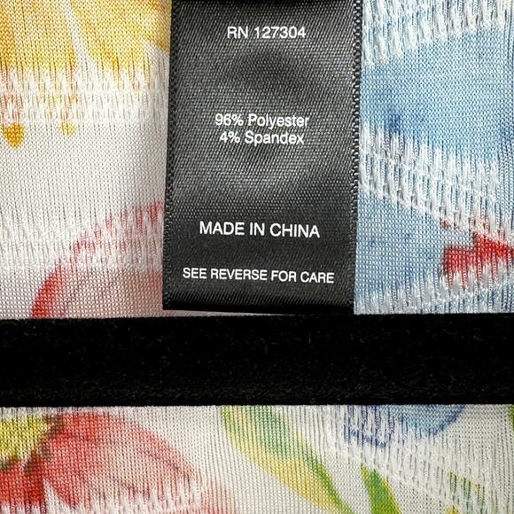 Ali Miles Floral Print Point Collar Tunic Top Shirt Plus Size 2X 3/4 Bell Sleeve - Picture 7 of 7